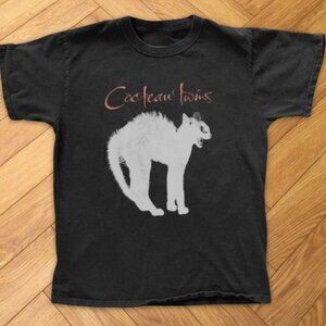 Cocteau Twins White Cat Graphic Tee Black Dream Pop Band Shirt